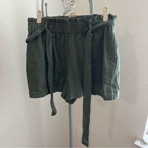 Dark green women’s shorts with front tie